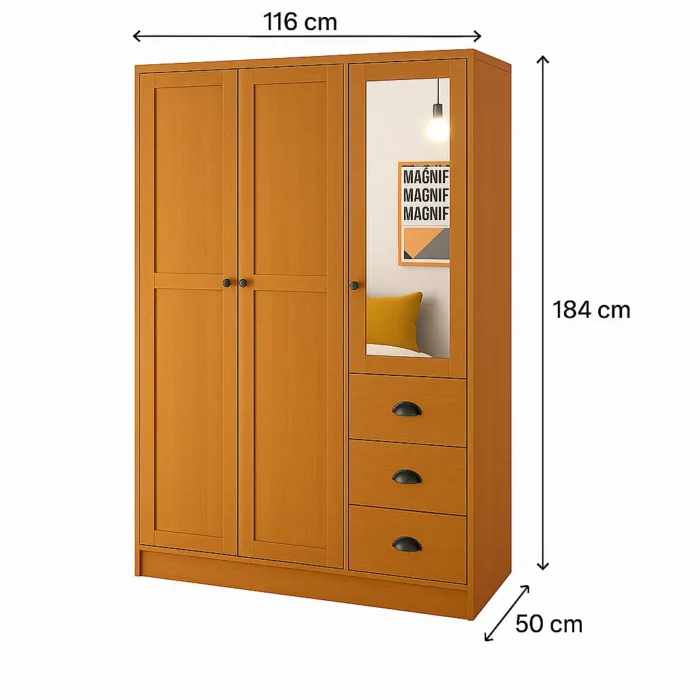 3 door 3 drawer combi wardrobe 45 in