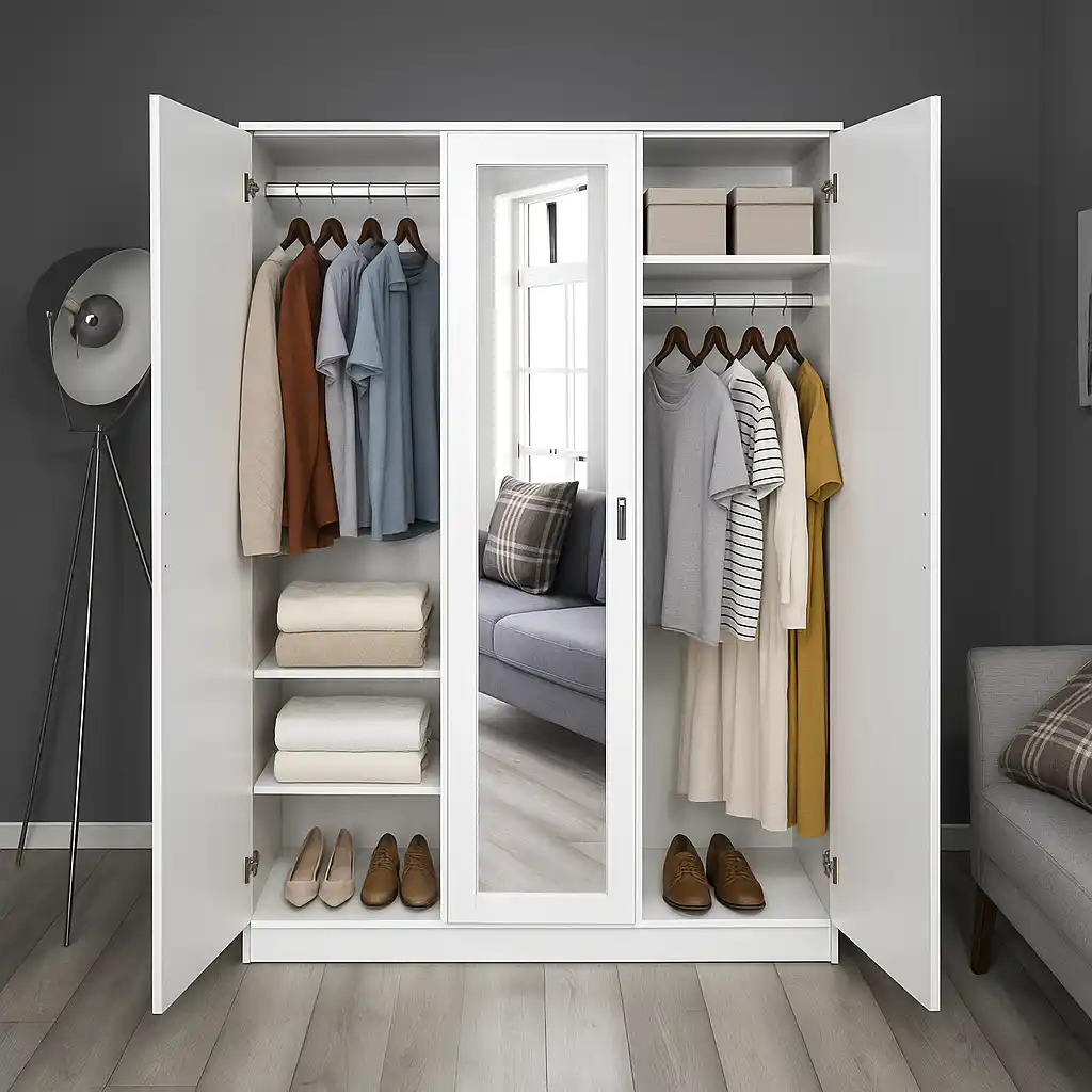 3 door mirrored wardrobe 45 inch