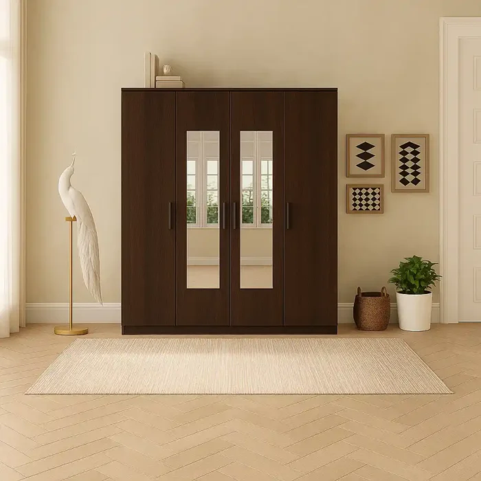 4 door double mirrored wardrobe 60 in