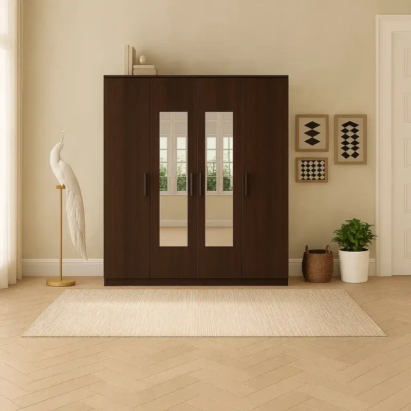 4 door double mirrored wardrobe 60 in