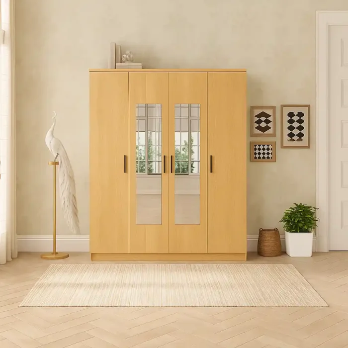 4 door double mirrored wardrobe 60 inch