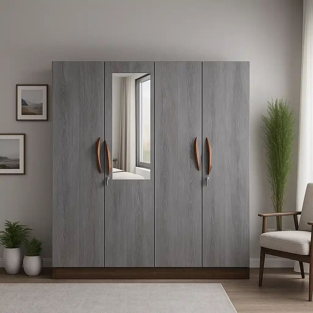 4 door mirrored wardrobe 60 inches