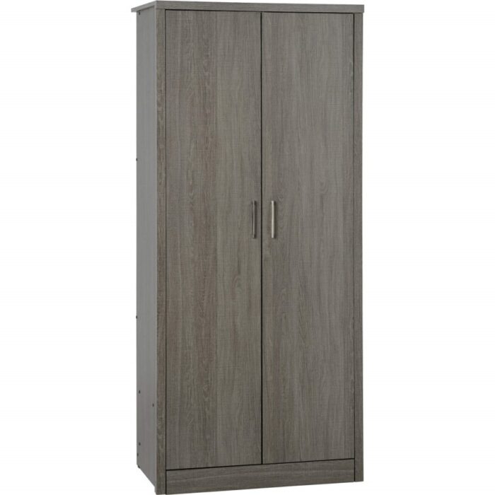 Black Rustic Oak 2-Door Wardrobe