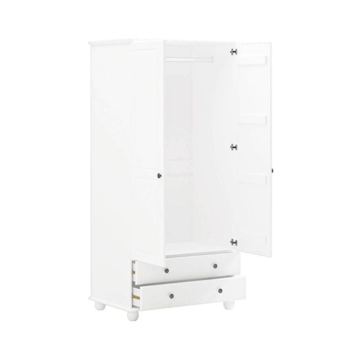 White 2-door wardrobe with drawers - Image 3