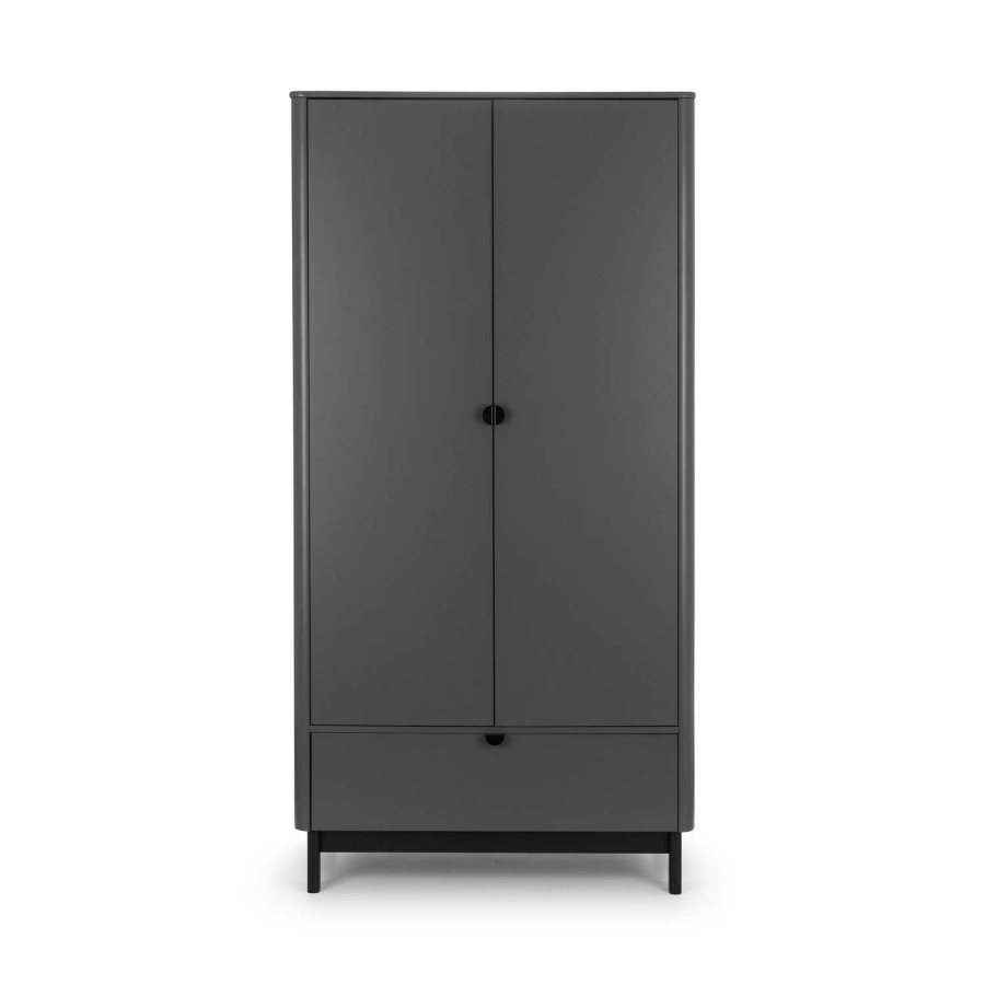 Chloe Double Wardrobe – Dark Grey 2-Door with Drawer by Julian Bowen - Image 5
