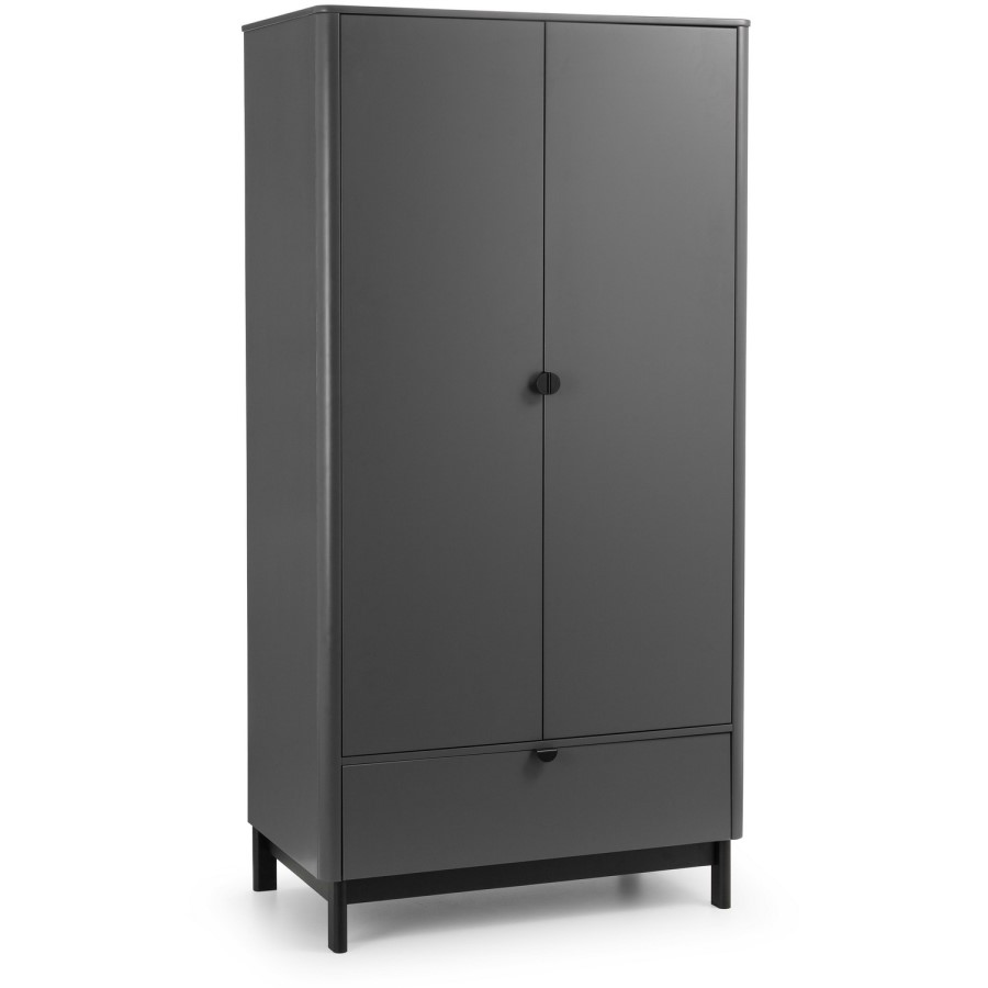 Chloe Double Wardrobe – Dark Grey 2-Door with Drawer by Julian Bowen - Image 3